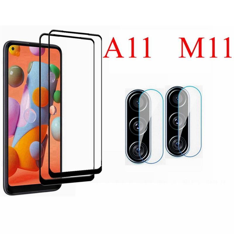 

2 + 2 Packs Full Cover Screen Protector Protective Film Glass For SAMSUNG Galaxy PVC camera protector for samaung galaxy A11 M11 чёрный