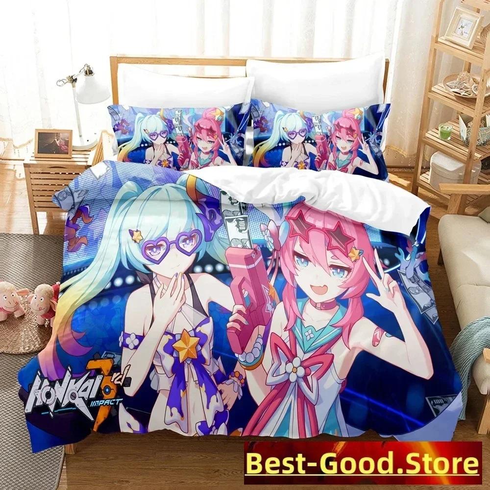 Honkai Impact 3 Bedding Set Printed Bed Set With Pillowcase Bed Duvet Cover Soft Single Double Queen Super King Size Bedroom