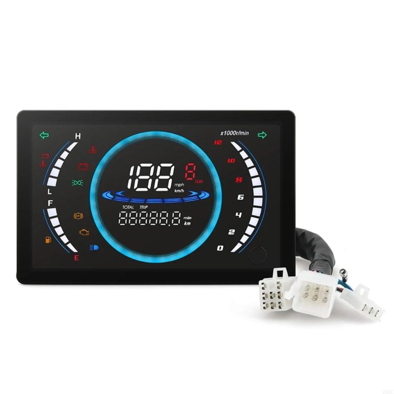 28GC Motorcycle Digital Dashboard 199km/h Speedometer With RPM Tachometer Water Resistant Flat Panel Universal Compatibility China Mainland