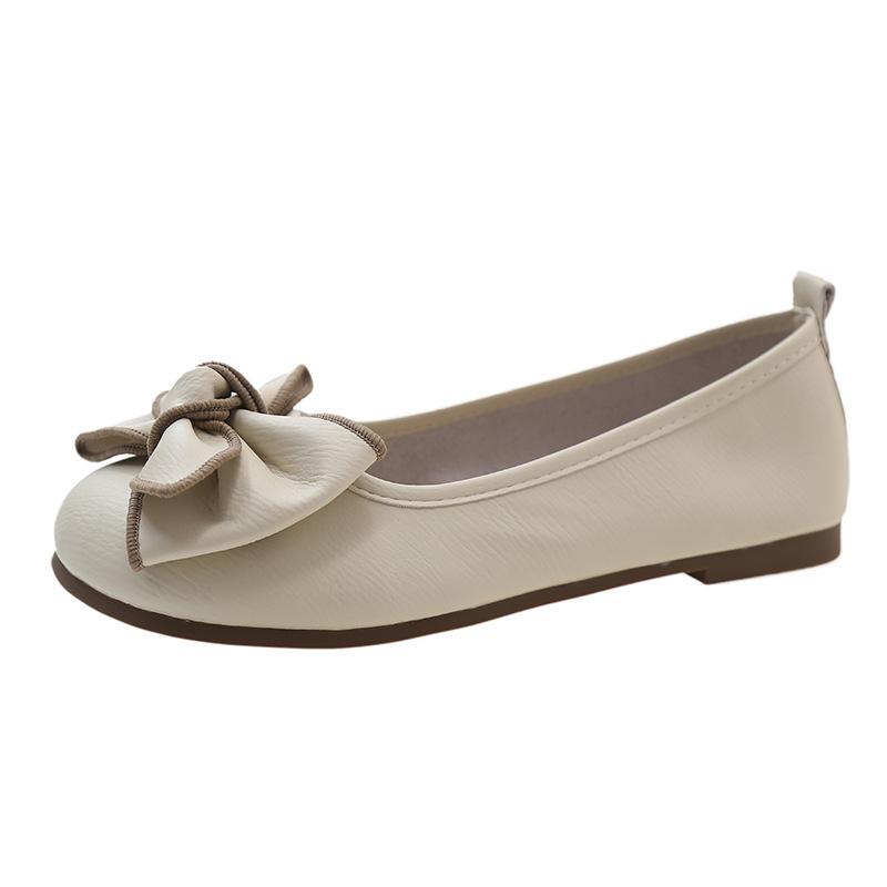Plus Women's Shoes Bean Shoes Women's Spring Soft Sole Fat Feet Wide Fat Single A Slip-on Shoes Low Heel Round Toe Ballet Shoe