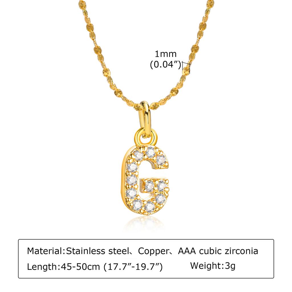 A-Z Initial 26 Letters AAA Cubic Zirconia Pendants Necklace For Women, Stainless Steel Dainty Charm Necklaces Fashion Jewelry