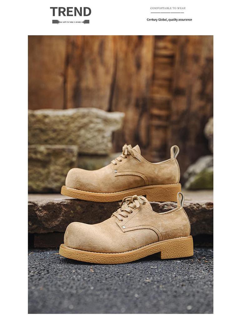 Retro Distressed Men's & Women's Round Toe Platform Derby Shoes - Autumn Collection 14411-J