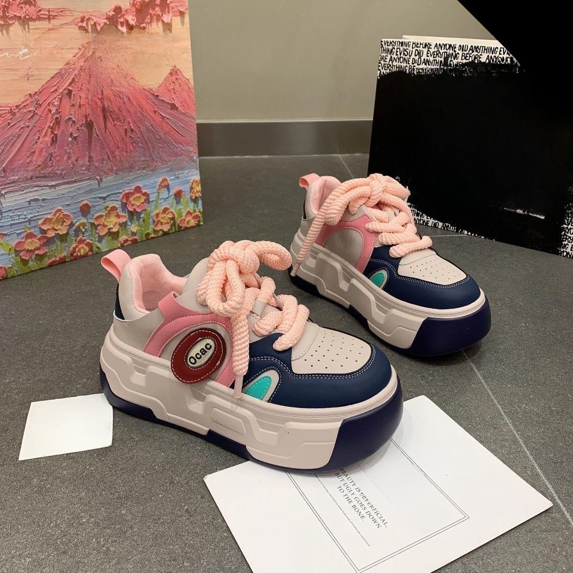 

Ретро-обувь для сноуборда, женская весна и осень, новинка, модная обувь, универсальная, студенческая, спортивная, маленькая белая обувь 35 розовый