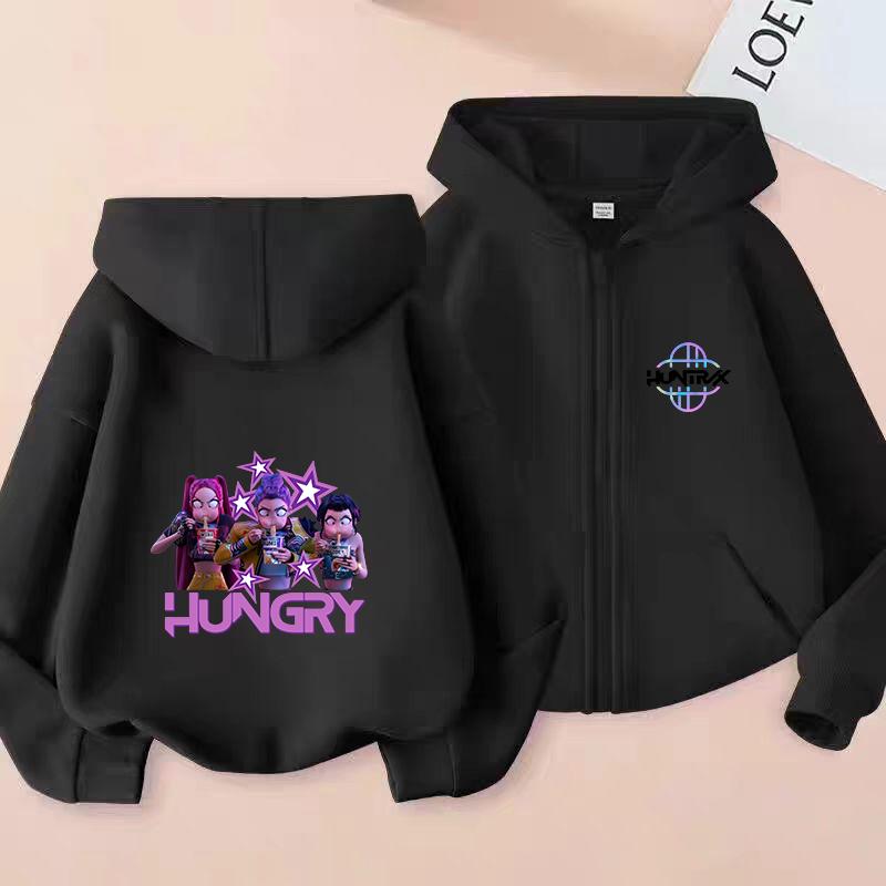 2025 New Y2K KPop Devil Hunter Zipper Hoodie Autumn Casual Long Sleeve Children's Clothing Fashion Versatile Girls' Top