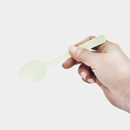 Daiwa Bussan Disposable Plastic Spoons, Good for Business, Cutlery, 16cm, Pack of 100, Ivory/White, 21.0 x 18.5 x 5.5cm