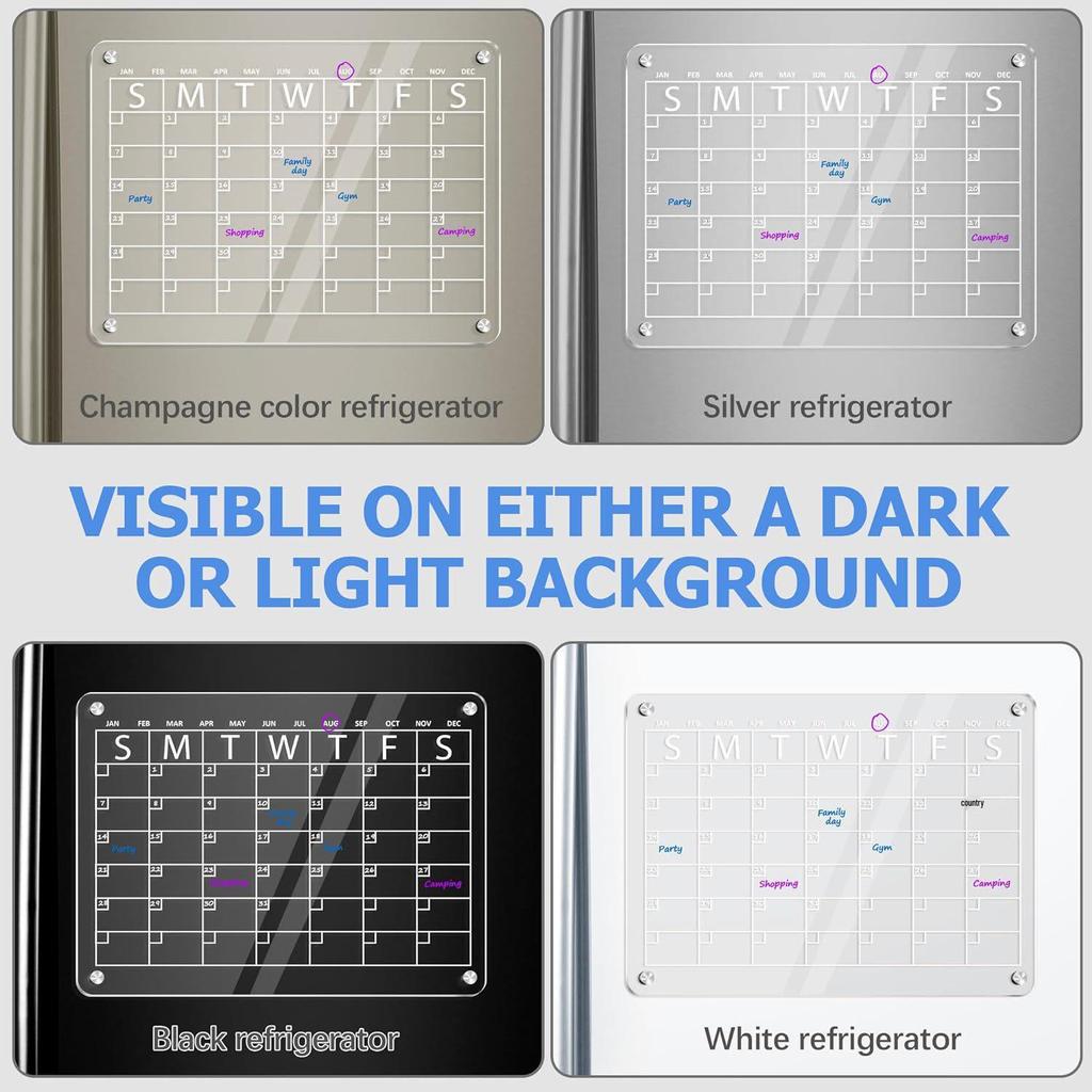 Clear Magnetic Acrylic Weekly Planner Erasable Fridge Message Board