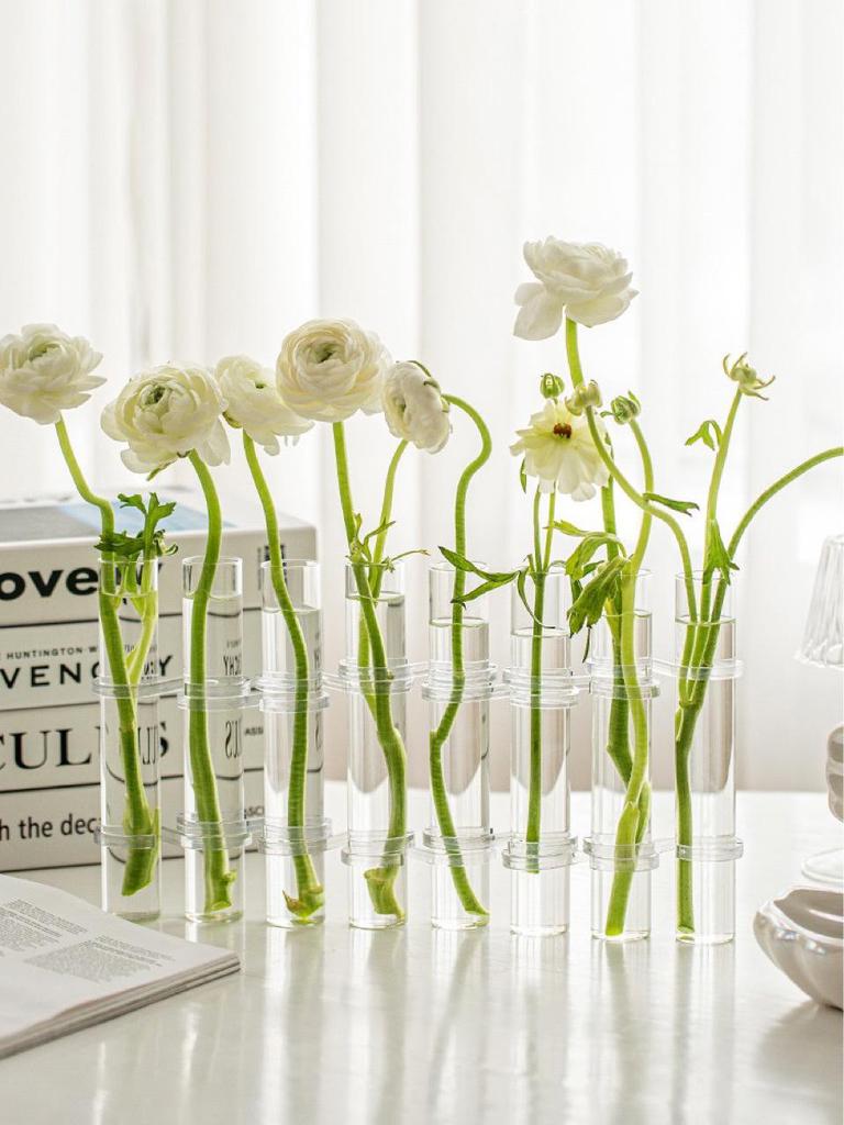 Glass Test Tube Vase – Creative Transparent Hydroponic Flower Stand for Balcony Ornaments