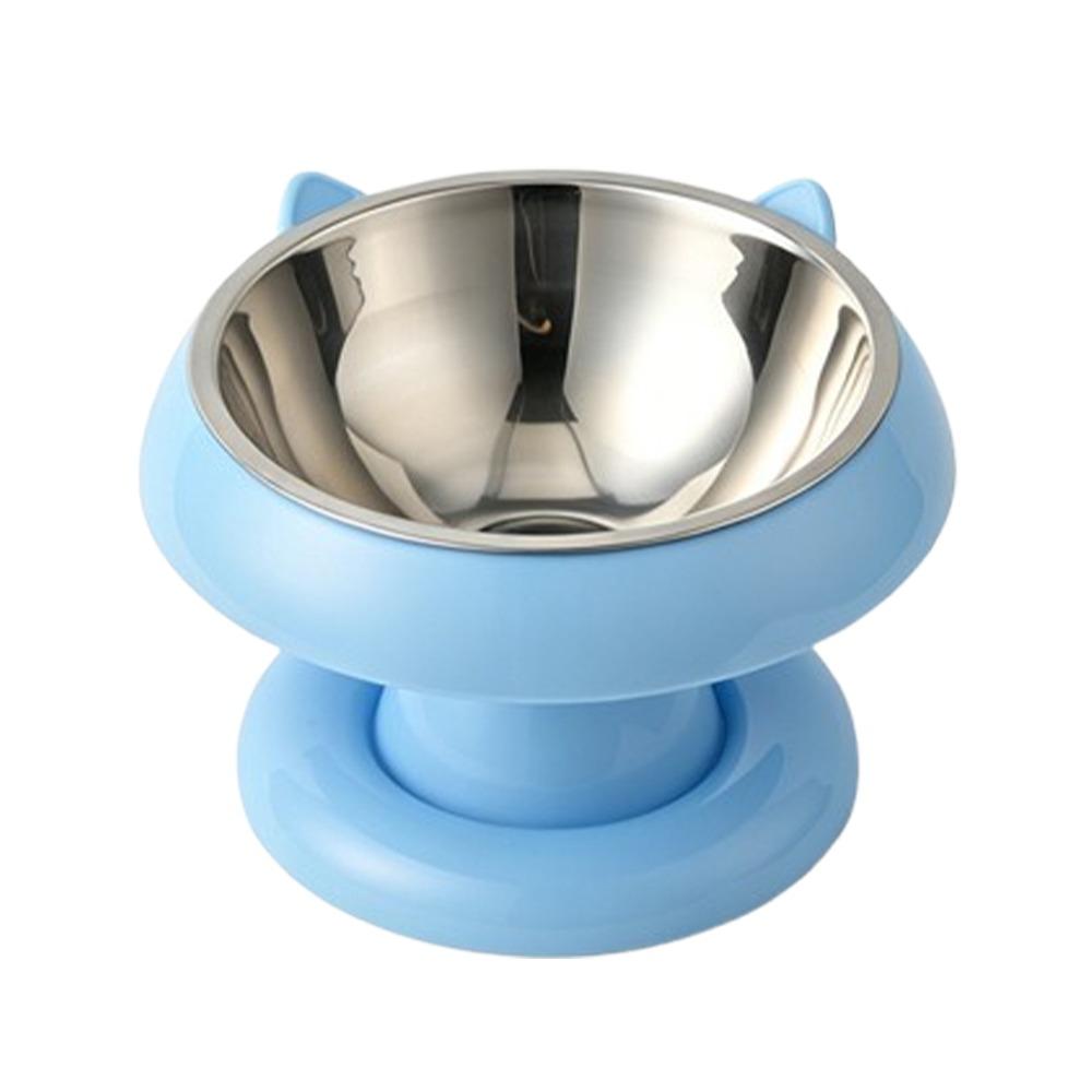 Large Capacity Stainless Steel Pet Bowl Non-Slip Cat Water Feeder Elevated Cat Bowl Home Use синий