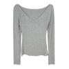 Korean Dongdaemun Slim-Fit Sexy Long Sleeve T-shirt with Large Neckline