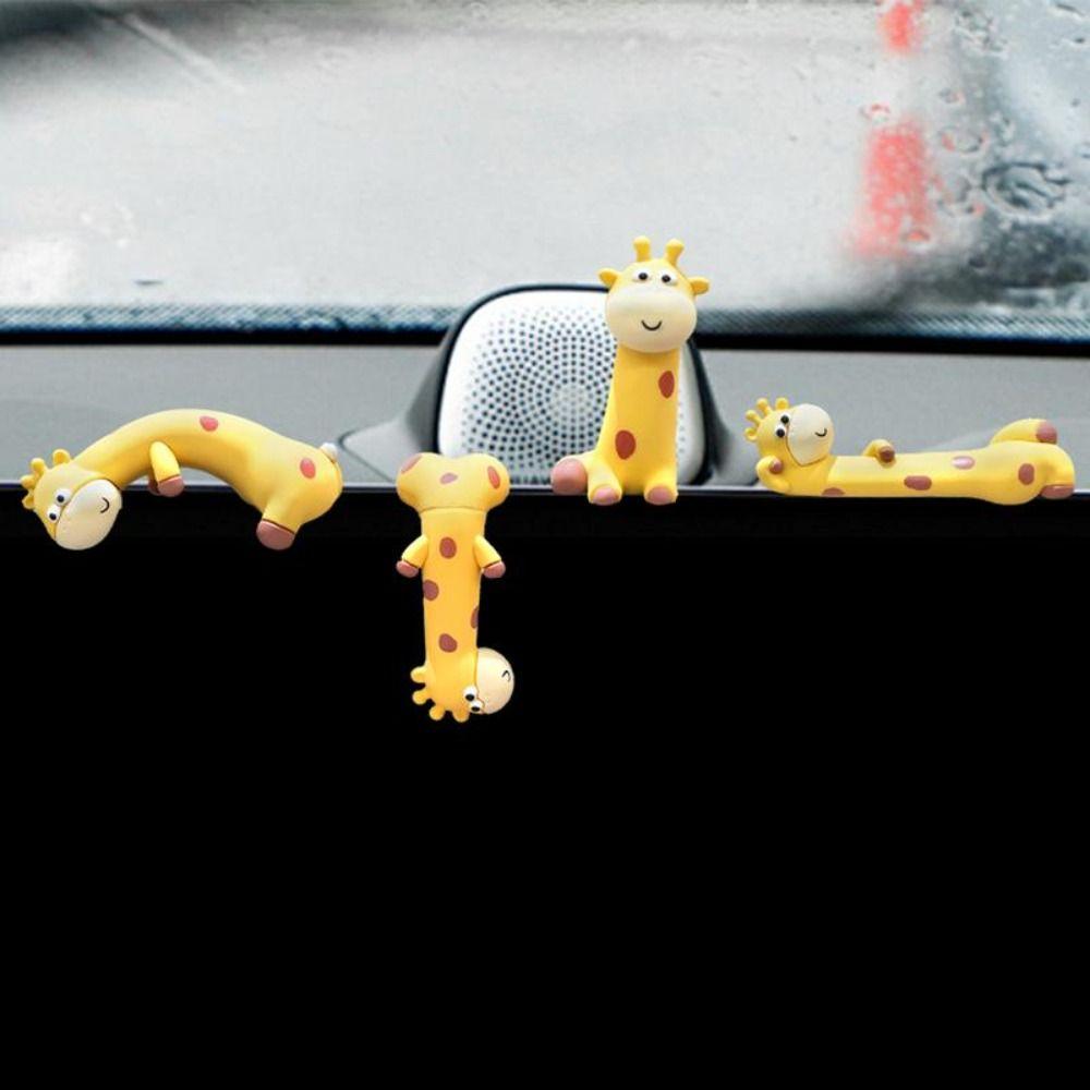 Mini Dolls Computer Monitor Decor 3D Desk Toy Giraffe Ornament Model  Auto Interior