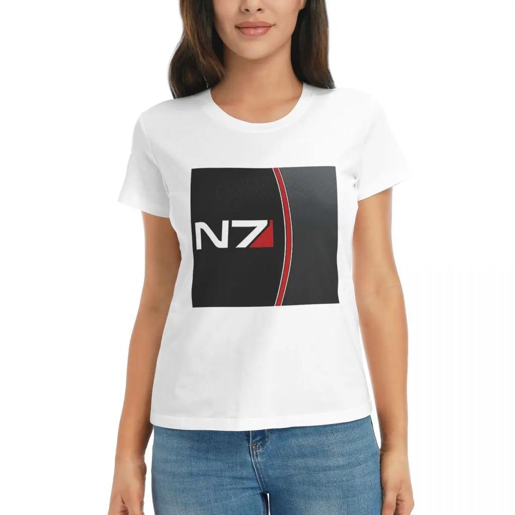Women TShirt N7 Mass Effect Emblem Summer Short Sleeve Tees Round Neck Cotton T Shirts Clothes Tops Streetwear