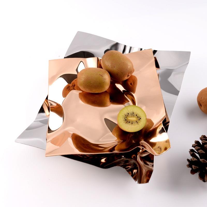 Stainless Steel Fruit Tray Luxury Wavy Fruits Trays Aesthetic Decorative Plate Elegant Modern Food Plates Table Decorations