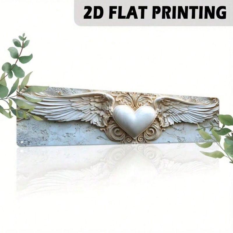 Vintage Metal Wall Art Angel Wings Heart for Wedding Gift