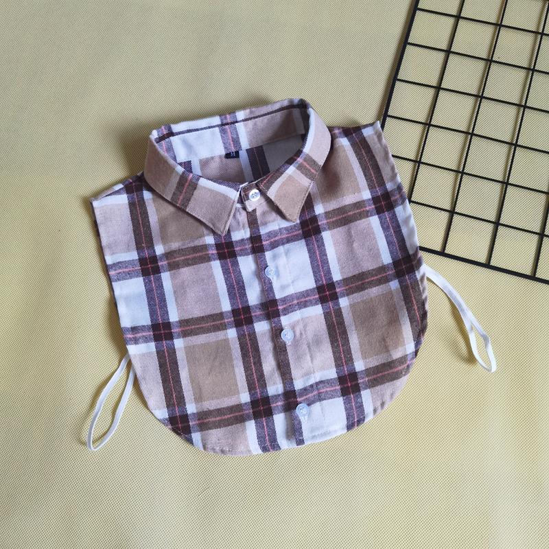 Plaid Women Shirt False Collars White  Removable Lapel Collars For Women Fake Collar Women Detachable Collars Nep Kraagie