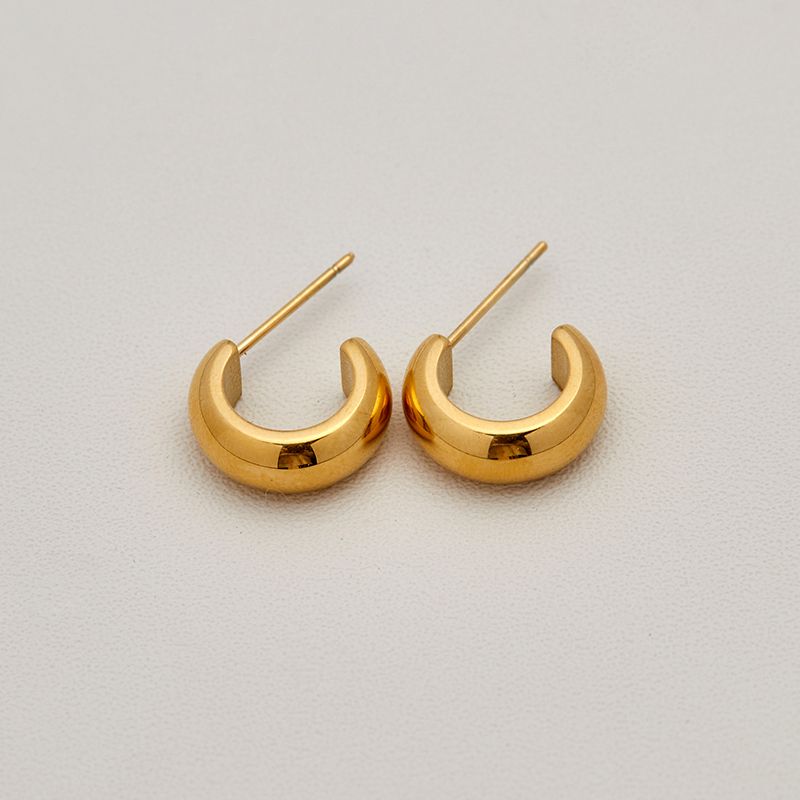 

Mattib Titanium Steel Niche Design Glossy Female Earrings Small size gold pair