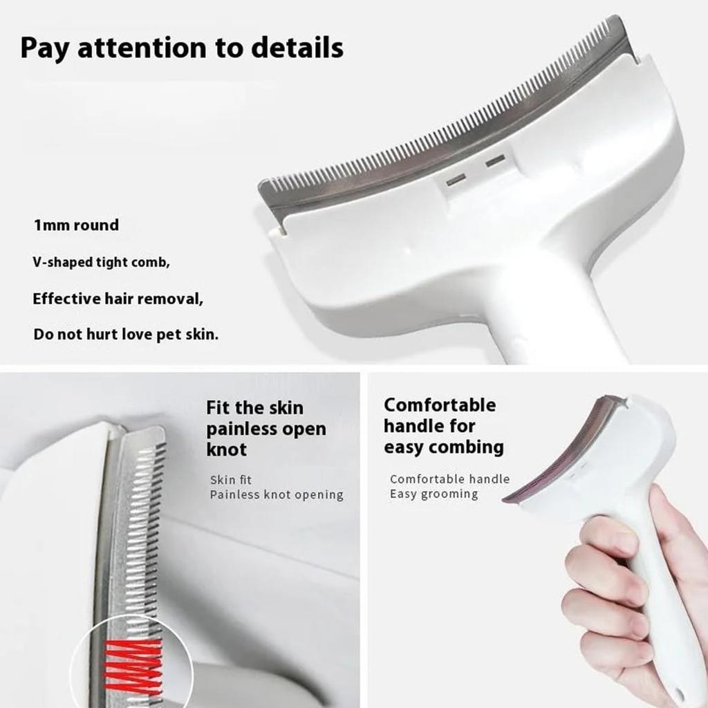 New Flea Comb For Cats Dogs Grooming Brush, V-Shaped Teeth Shedding, Gentle Deshedding Ergonomic Handle