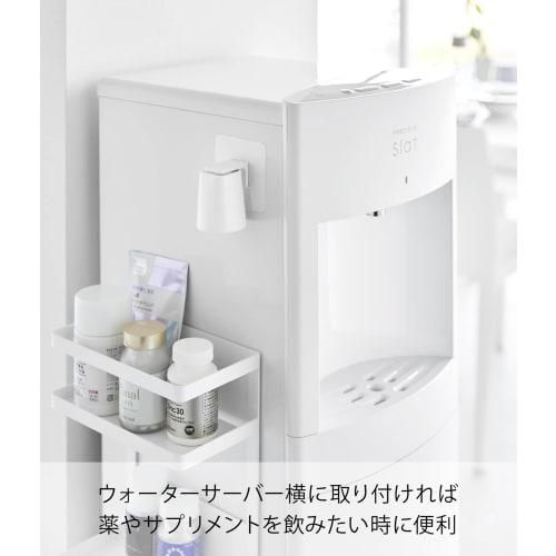 Yamazaki Tower Floating Storage Cup, Mini, Film Hook, Magnetic Mouthwash Tumbler, White, 5cm W X 5cm D X 5.5cm H, 10131
