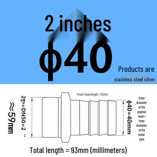 304 Stainless Steel Hex Threaded Water Hose Barb Connector