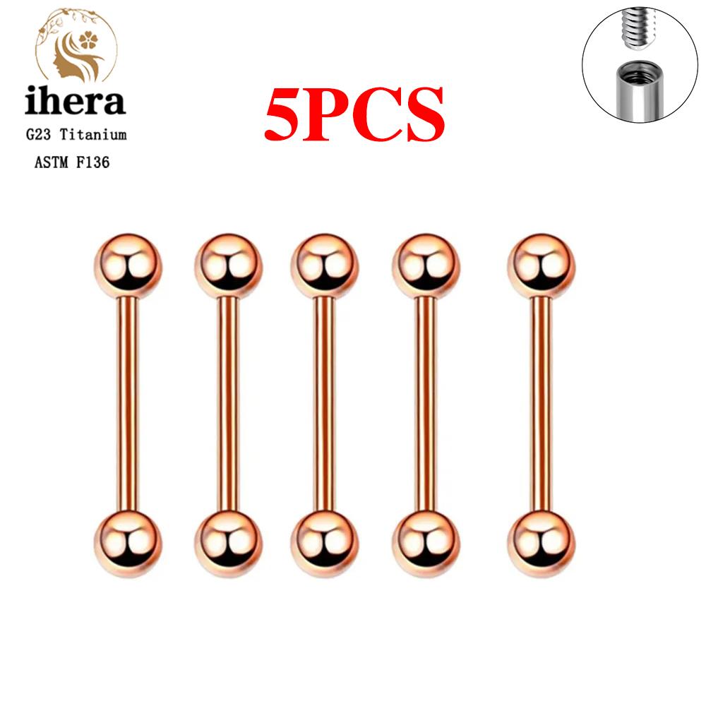 5/10PCS G23 Titanium Piercing Long Industrial Barbell Ring Tongue Nipple Bar 14G 16G Internal Thread Ear Cartilage Body Jewelry