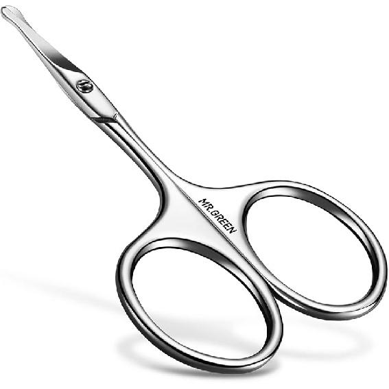 MR.GREEN Facial Hair Scissors Rounded Nose Hair Scissors Stainless Steel Mustache Beard Eyebrows Eyelashes Trimming Clippers (Mr-2002) Mr-2002