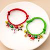 Christmas Elk Bell Bracelet, Cartoon Oil Drip Adjustable Santa Cane Sugar Bracelet Female