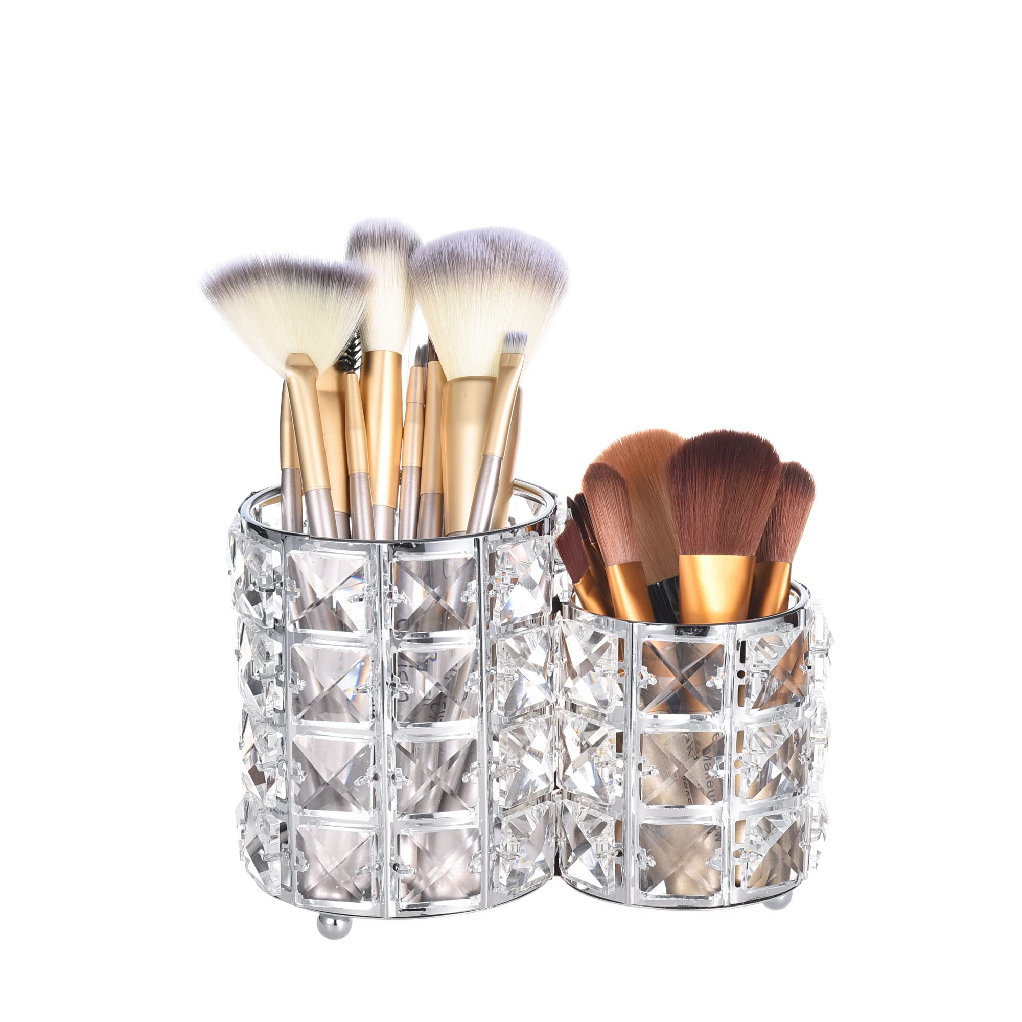 

Feyarl Makeup Brush Brush Crystal Brush Pen Silver Case, Stand, Holder, Cylindrical, Double-Sided, Holder,