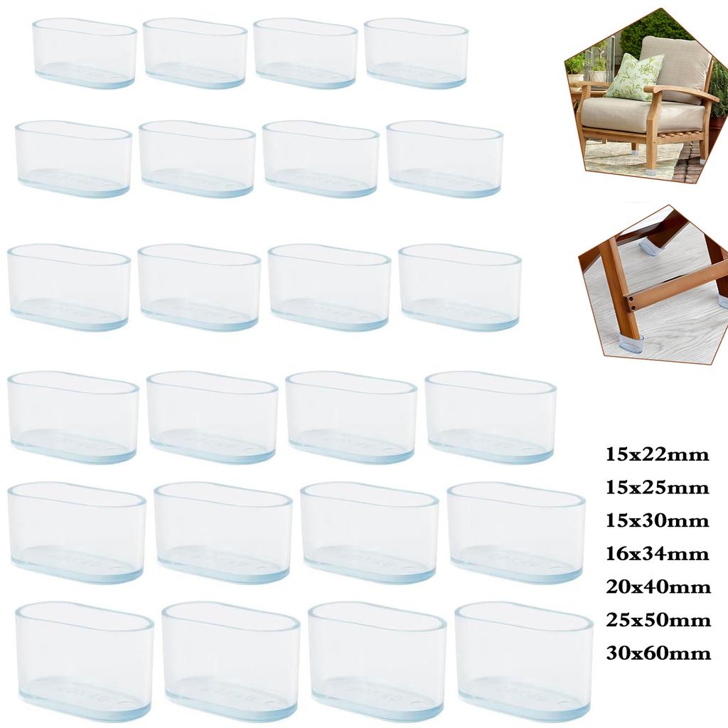 4Pcs Clear Silicone Oval Chair Leg Covers - Furnitures Feets Protectors, Oval Chair Leg Caps