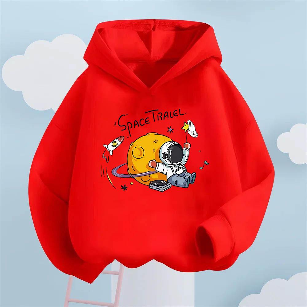 Fun Space Style Children's Sweatshirt for Boys and Girls, College Style Fashion Autumn and Winter Hooded Sweatshirt