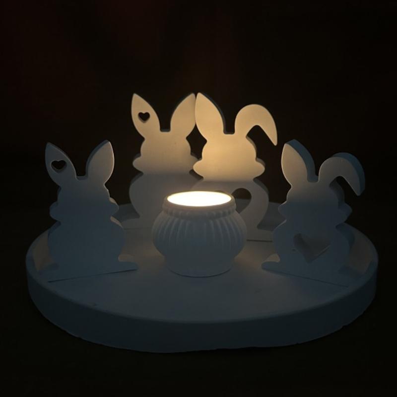 Easter Rabbit Candle Molds Heart Rabbit Silicone Mould DIY Handmade Cake Chocolate Epoxy Baking Mould for Valentines Day