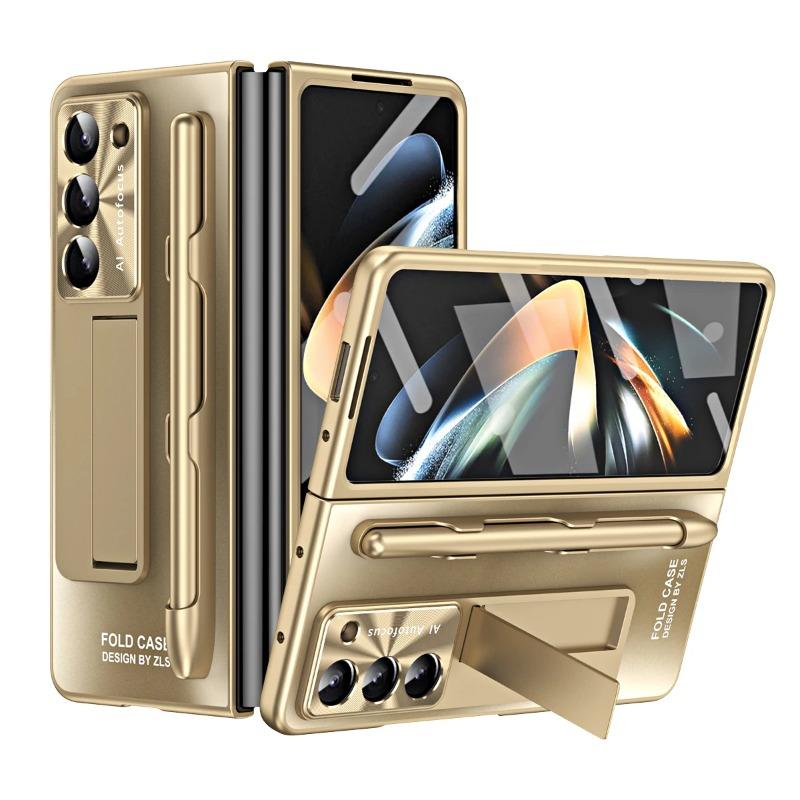 Mattierte Kunststoffhülle Slim Stifthalter Ständer Schutzfolienabdeckung für Samsung Galaxy Fold 6 5 4 3 Ständerhülle mit Halter