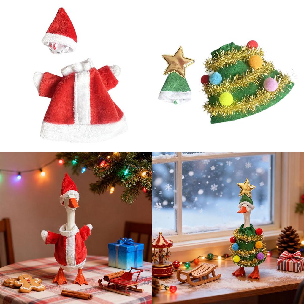 Christmas Mini Desk Goose Outfit Xmas Clothes Creative Decorative Easy to Use Goose Statue Costume for Lawn Landscape Party