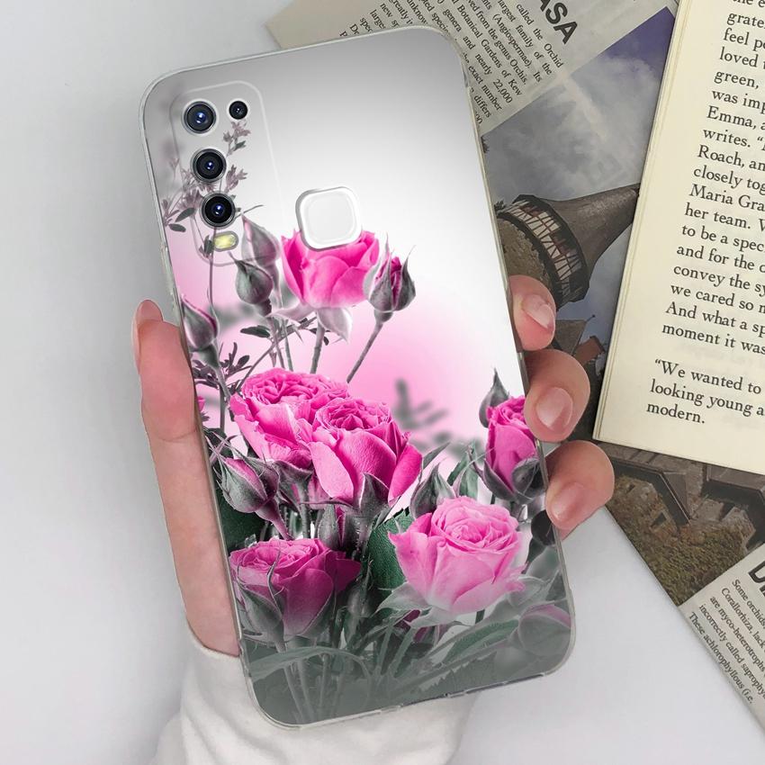 For Vivo Y55 Y91C Y91 Y78 Y67 Y73 Y75 Y50 Clear Phone Case Pretty Tulip Pattern Soft Silicone Upgraded Anti Slip Protective Shell For Vivo Bumper Bags