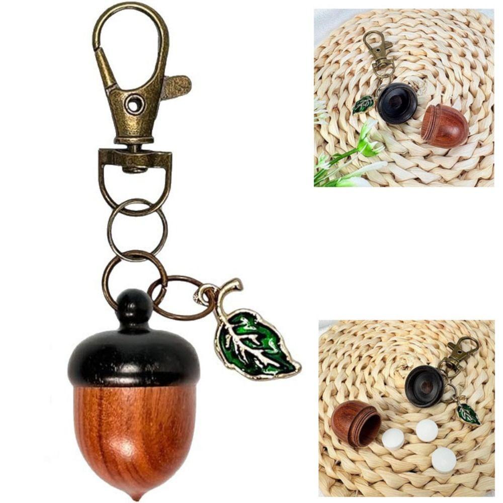New Acorn Shape Medicine Pill Box Mini Portable Mini Sandalwood Rescue Pill Case Durable Unscrewable Medicine Tablet Container