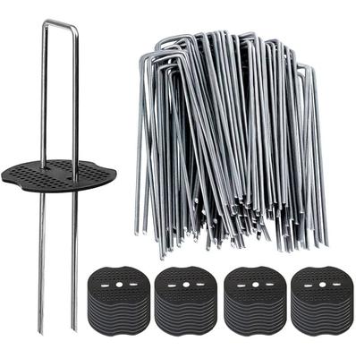 U-type Garden Staples Heavy-duty Fence Tubing Stakes Sod Pins Galvanized Landscape Spike for Holding Lawns Barrier Ground Nail
