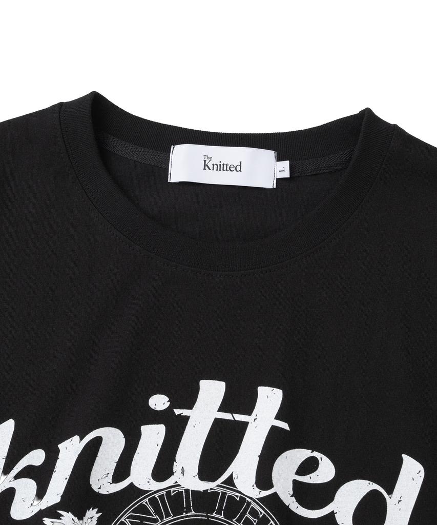 KNITTED (Unisex) Pigment Palm Tree Graphic T-Shirt Crop Black