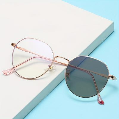 Hohe Qualität 1 Paar neue personalisierte Retro-Metall-Ovalglasrahmen Herren und Damen gleicher Stil Mode farbwechselnde Brillen