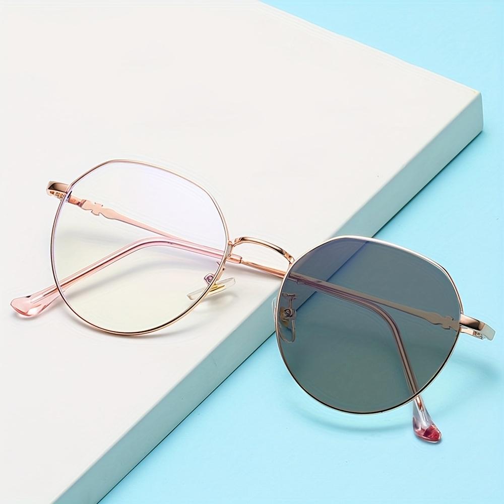 1 Pair Of New Personalized Retro Metal Oval Glass Frame Men And Women'S Same Style Fashion Polarized Color-Changing Glasses