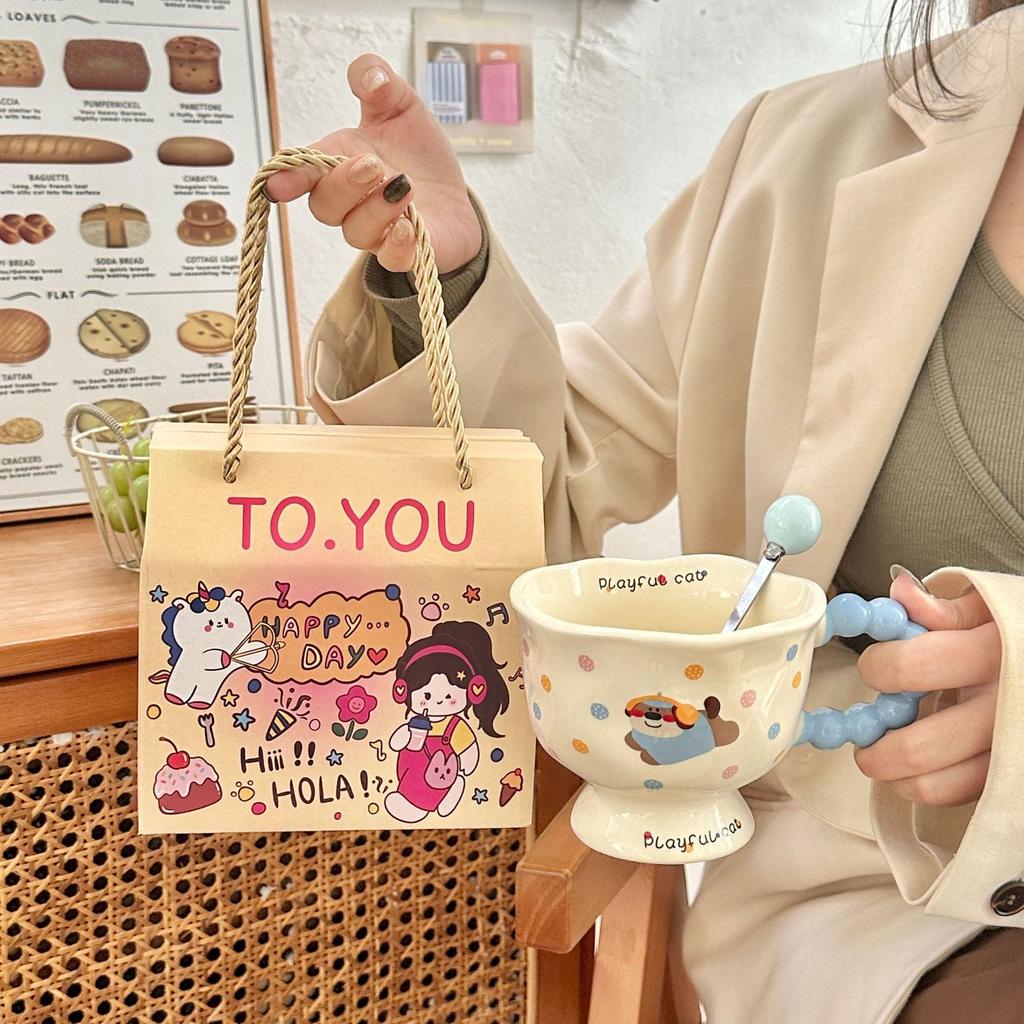 Dawanie Dziewczynkom Prezentów Urodzinowych Wysokiej Wartości Ceramiczny Kubek w Kropki Szczeniak Kreatywny Kreskówkowy Kubek do Wody Pamiątka