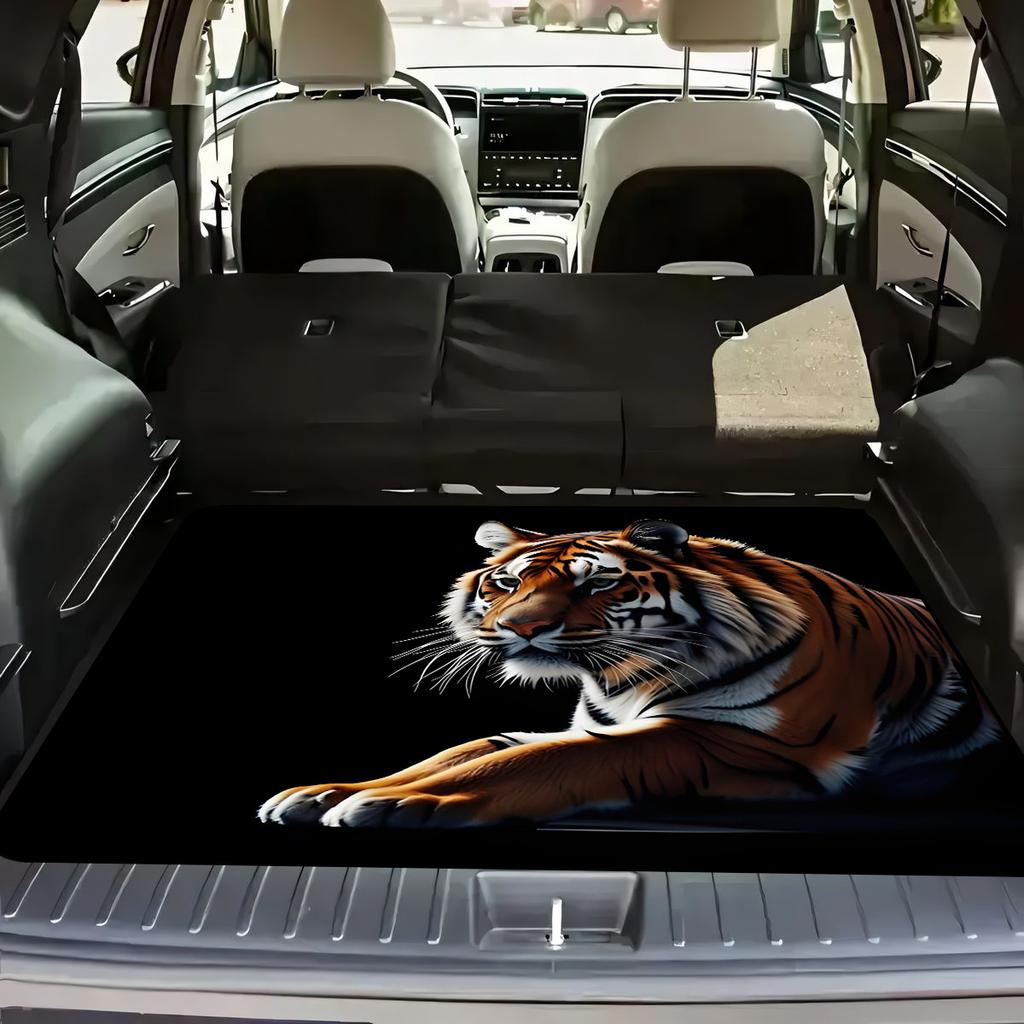 1Pcs Lying Tiger Pattern Car Trunk Mat with Anti Slip Cargo Liner Waterproof Rear Storage Protector Floor Mat for SUV Sedan Vehi