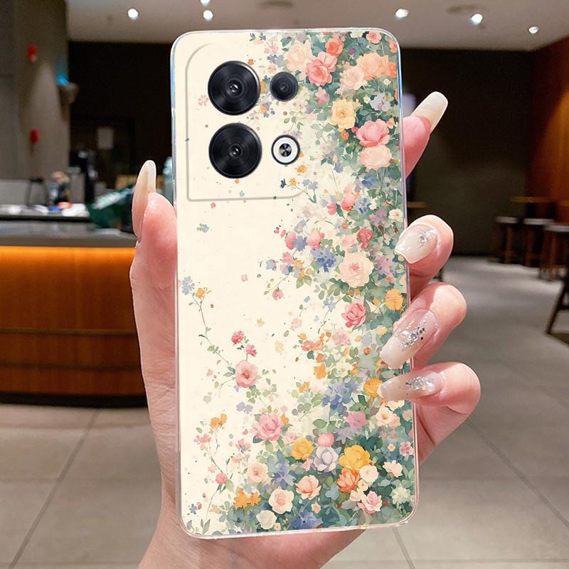 Hülle für OPPO Reno 8 5G Mode Schmetterlingsblumen Klar Weiches TPU Silikon Rückseite für OPPO Reno 8 Pro / Reno8 5G Handyhülle