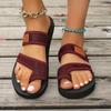 Summer set of toe large size cool slippers new round head fashion casual cross one-word thick-bottomed beach slippers