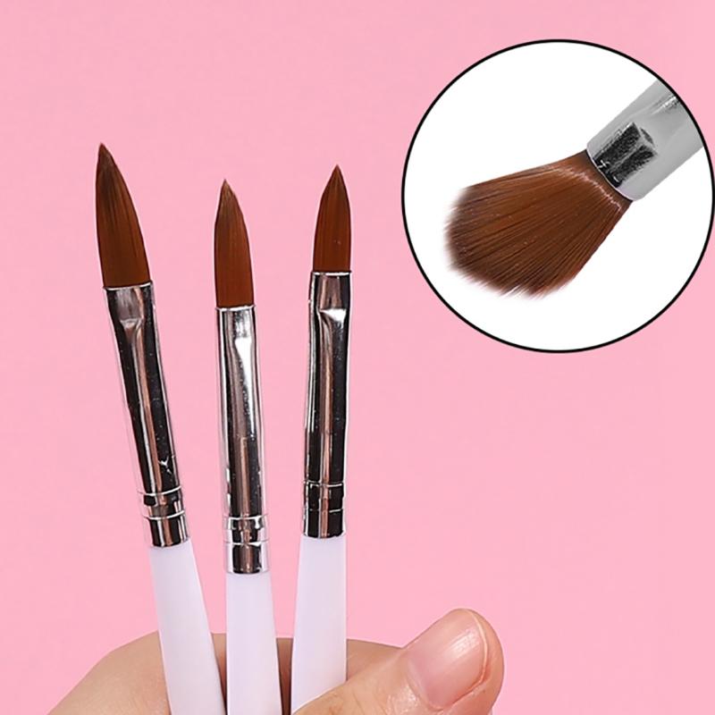 3Pcs Acrylic Nail Brush Set Professional Acrylic Powder Extension Nail Brushes Nail Art 3D Carving Manicure Salon Tools