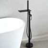 Tuqiu Black Bathroom Bathtub Faucet + Handheld Shower Free Standing Luxury Chrome Waterfall BathTub Mixer Taps Floor Mounted