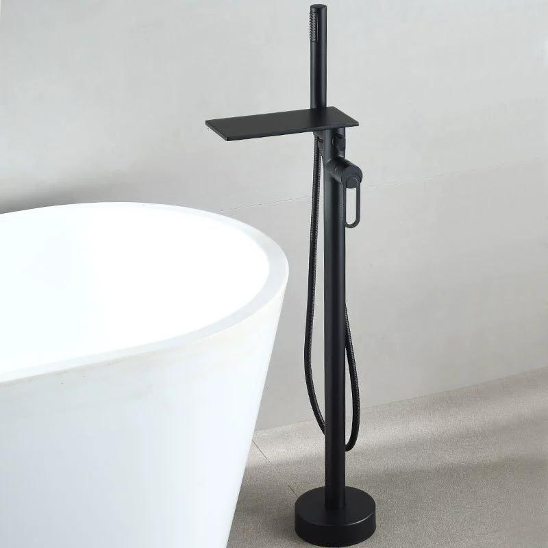 Tuqiu Black Bathroom Bathtub Faucet + Handheld Shower Free Standing Luxury Chrome Waterfall BathTub Mixer Taps Floor Mounted
