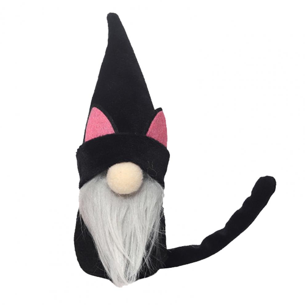 Good Luck Gnome Decoration Halloween Gnome Plush Doll Spooky Halloween Gnome Doll with Bat Pumpkin Black Cat Ornaments for A