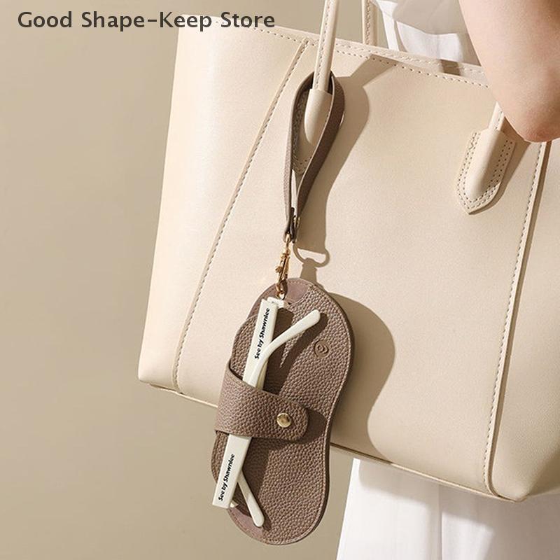 Lychee Pattern PU Leather Glasses Bag, Retro Sunglasses Case, Portable Myopia Frame Case, Simple Eyeglasses Storage, 1Pc