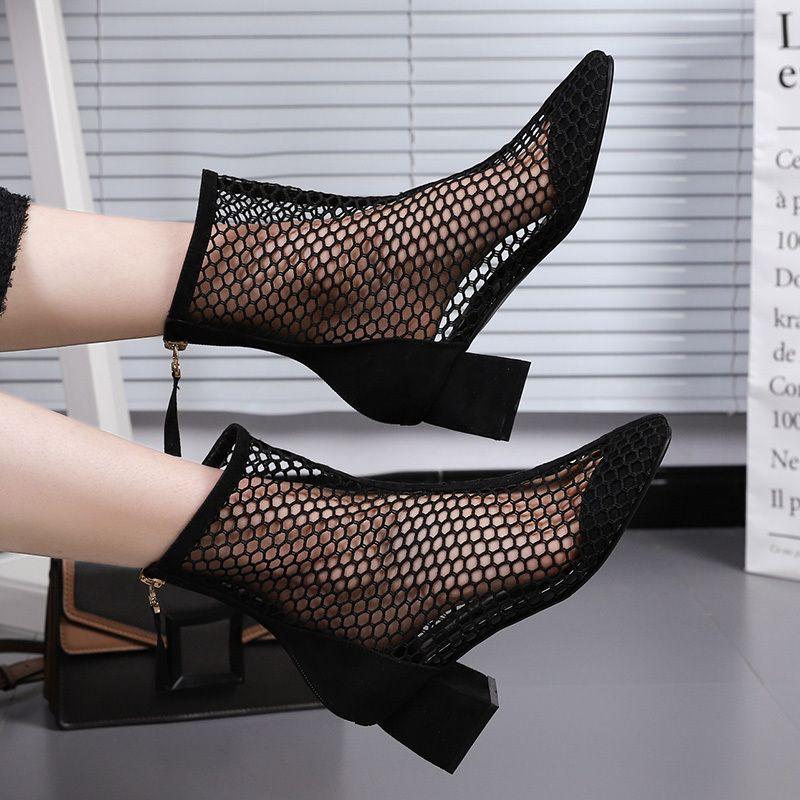 Summer outer wear bag toe thick heel sandals fashion fairy Korean version hollow high heel cool boots trendy versatile lady boots summer