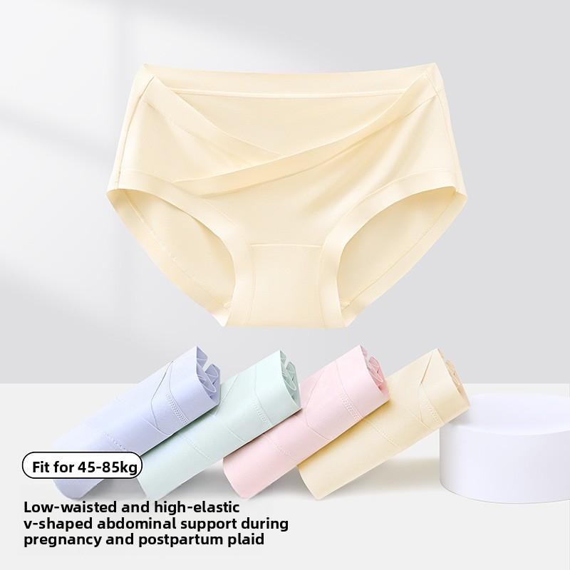 Women Spring and Summer Pure Cotton Crotch Breathable No Trace Pregnancy V Shaped Belly Low Waisted Briefs
