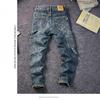 JYL Men's Straight Jeans Autumn Vintage Embossed Washed Loose Patchwork Denim