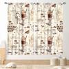 Retro Tableware Kitchen Text Curtain Panels,Distressed Wood Fork Spoon Sweet Home Slogan Full Print Drapes For Bakery Cafe Decor